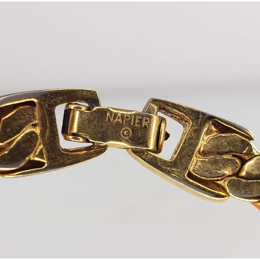 Vintage Napier Gold Toned Chain Bracelet Costume Jewelry - Picture 4 of 8